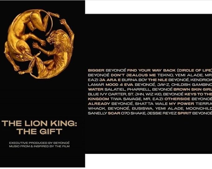 See Beyonce’s “The Lion King: The Gift” album, Featuring Naija Artistes