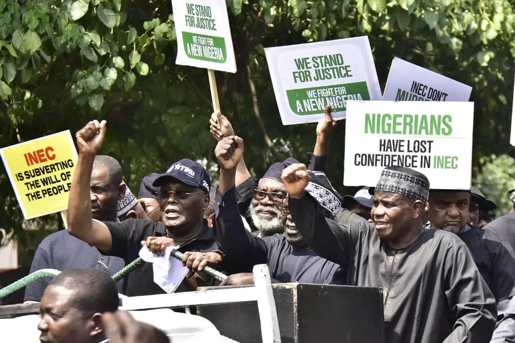 Atiku, Ayu Lead PDP Protest to INEC Over Presidential Election Results
