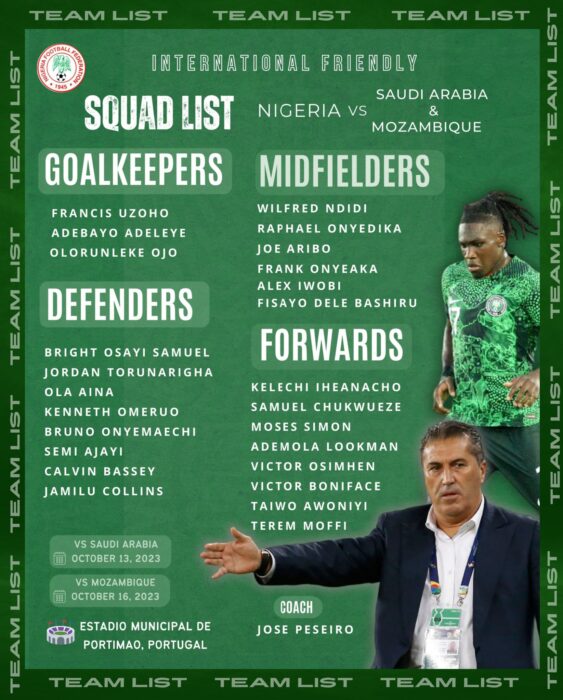 25 Eagles For Saudi and Mozambique Friendlies