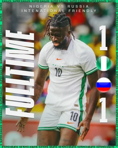 Nigeria Holds Russia to a 1-1 Draw